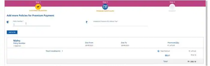 Add more policies for premium payment