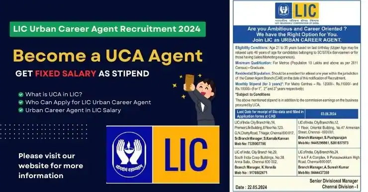 LIC Urban Career Agent Recruitment 2024