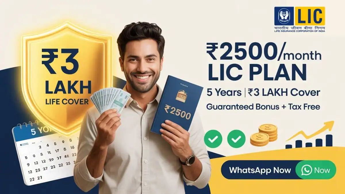 ₹2500 Month LIC Policy 5 Years Plan with ₹3 Lakh Cover